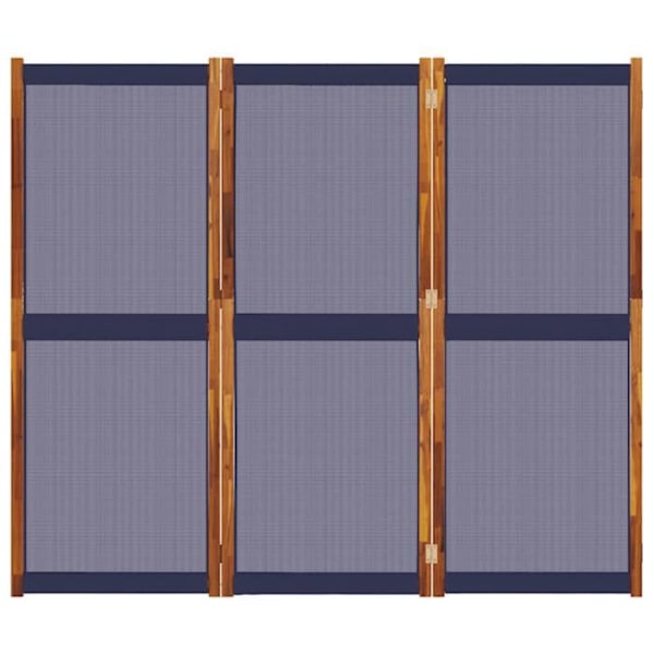 Paravent separator af rum med 3 paneler 210 x 180 cm textilene blå og træ DEC030761 Blå