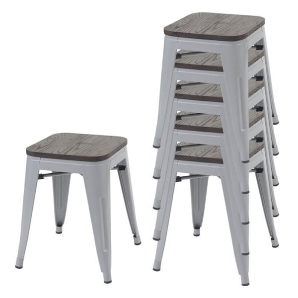 Set med 6 stapelbara låga barstolar med sits i trä i grå industriell design 04_0000913 kastanj