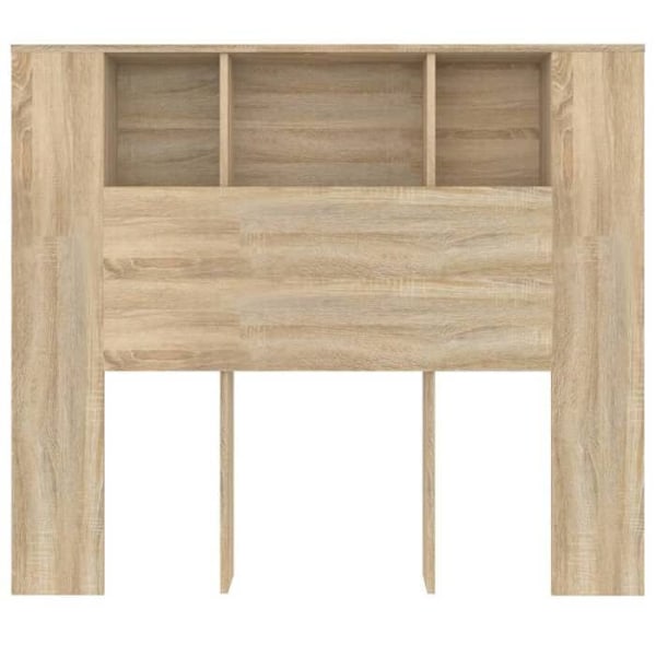 Hovedgærde med opbevaring, sengelampe, natbord, hylde 120 x 18,5 x 104,5 MDF egetræsfarve