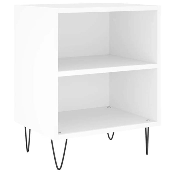 Sæt med 2 natborde med åbent rum 40 x 30 x 50 cm hvid ingeniørtræ og jern DEC034899 Vit