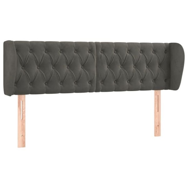 Sänggavelförsedd med sidokant 163 x 23 x 78/88 grå sammet