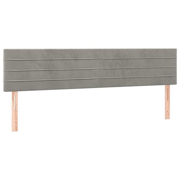 Hovedgavl - TDL - 180 x 5 x 78/88 cm - Lys grå fløjl - Indbygget LED - 1 person