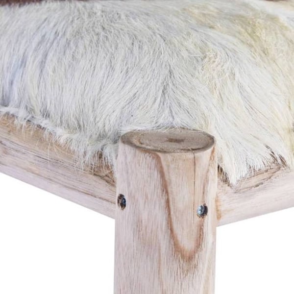 55 cm korkea nahka- ja teak-puu taburetti DEC029470 kastanj