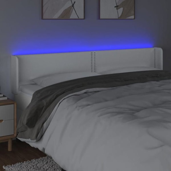 Hovedgærde - LED - 183x16x78/88 cm - Syntetisk læder hvid - Moderne design - Pletbestandig Vit