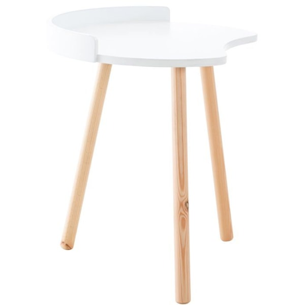 Skandinavisk design sidobord höjd 54 cm i bönform av MDF i vitt och ben i trä 10_0005515 Vit