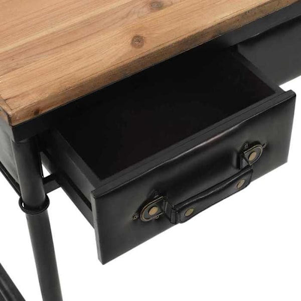 Functional and stylish entry console table on wheels with drawers 100x33,5x80 cm MDF wood and steel DEC032055 kastanj