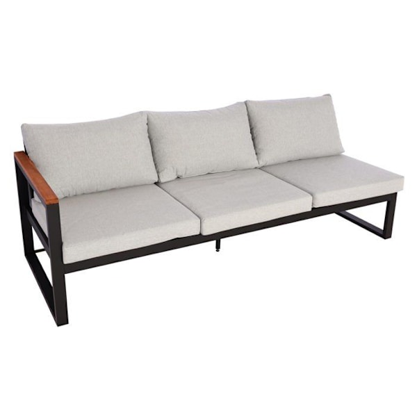 Salon i haven sofaer til udendørs 6 pladser med metal- og akacietræsbord, lysegrå puder 04_0008311 kastanj