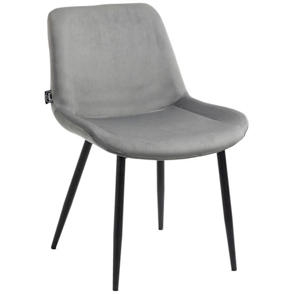 Pakke med 4 moderne og komfortable spisebordsstole i grå velour og mat sort metal 10_0001843 Grå