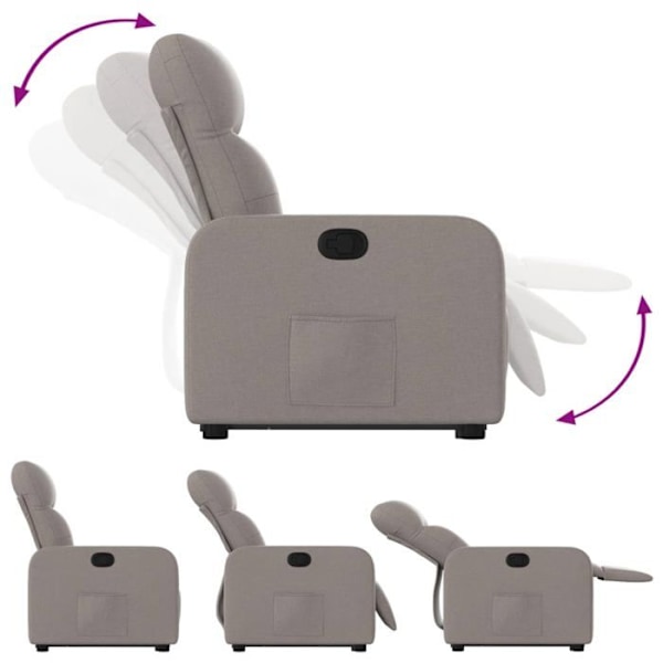 Fauteuil relax TV med komfortabel polstring og elektrisk løftefunktion i taupe stof DEC028193 Guld
