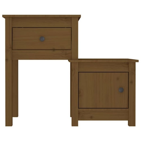 Sæt med 2 natborde med skuffe og rum med dør 79,5 x 38 x 65,5 cm i mahogni fyrretræ DEC035453 kastanj