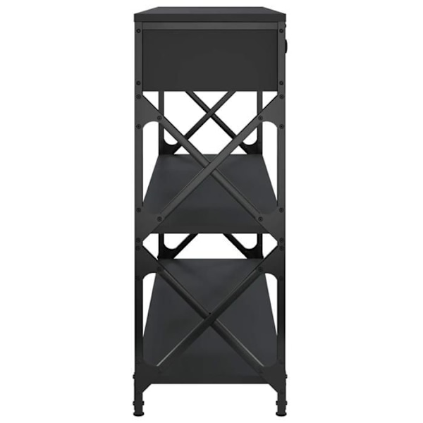 Funktionsdygtig og stilfuld konsolbord med skuffer og hylder 100 x 28 x 75 cm engineering træ sort og metal DEC032061 kastanj