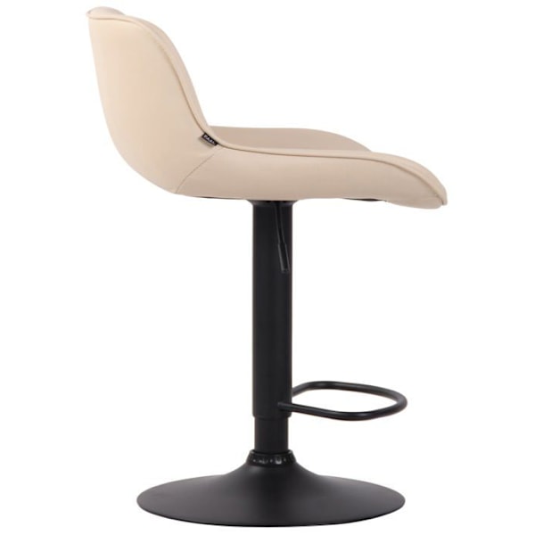 Barstol høj stol x1 i creme PVC med lodrette syninger, sort metalstøtte 10_0005099 Grädde