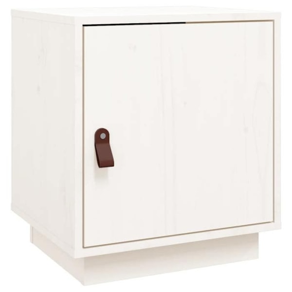 Nattbord med opbevaringsrum med dør 40 x 34 x 45 cm hvidt fyrretræ DEC033349 Vit