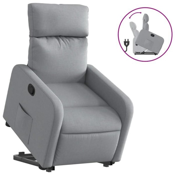 Fauteuil relax TV med komfortabel polstring, elektrisk løftefunktion i lys grå stof DEC027911 Grå