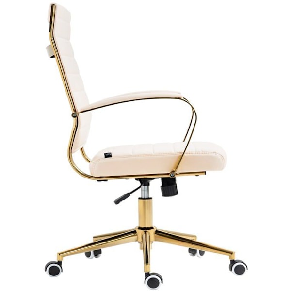 Snygg design kontorsstol med ergonomiskt ryggstöd i cremefärgad konstläder, ram i guldmetall BUR10711 Grädde