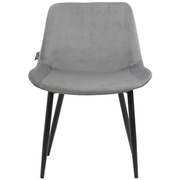 Pakke med 4 moderne og komfortable spisebordsstole i grå velour og mat sort metal 10_0001843 Grå
