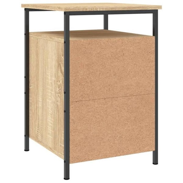 Sæt af 2 natborde med skab med dør 40 x 42 x 60 cm ingenieritræ i egetræsfarve og jern DEC035891 kastanj