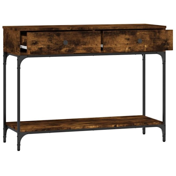 Käytännöllinen konsolipöytä säilytyslokerolla järjestettyyn eteiseen 100 x 34,5 x 75 cm ruskeaa puuta ja metallia DEC03 kastanj