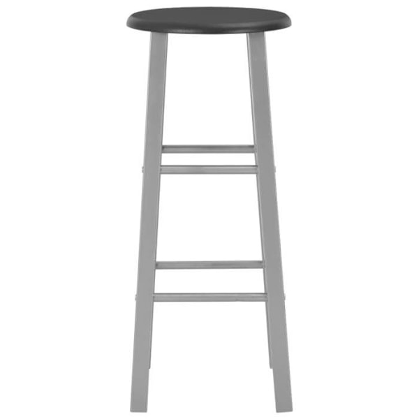 Sæt med 2 barstole højde 70 cm, struktur i sølvfarvet stål + sæde i sort MDF DEC029605 Silver
