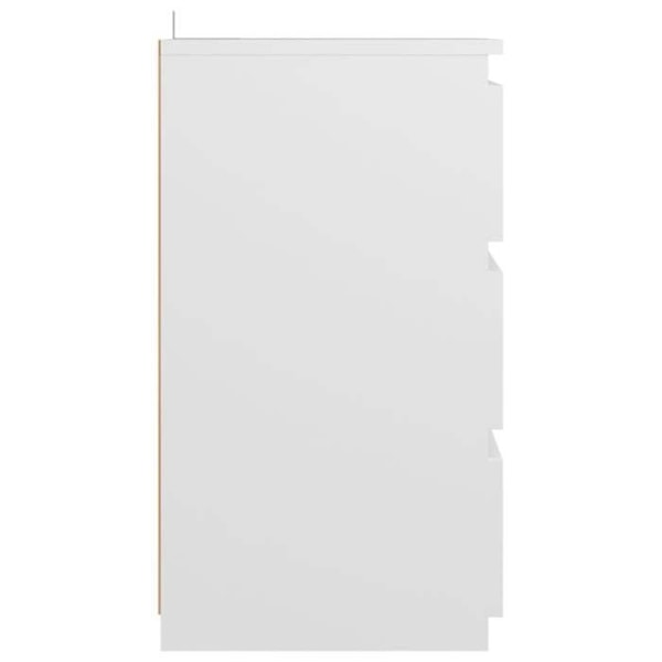 2 kpl yöpöytiä, joissa on 3 laatikkoa 40 x 35 x 62,5 cm valkoista lastulevyä DEC034945 Vit