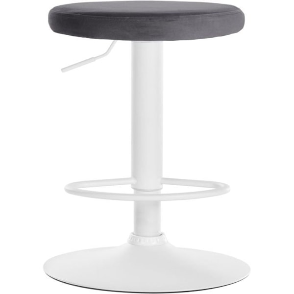 Barstol x1 enkel design justerbar höjd mörkgrå sammetsklädsel vita metalben 10_0005356 Vit