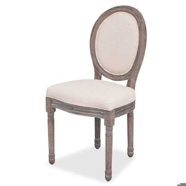 Matsalsstolar - Noname - Set om 4 - Cremefärgade tyg - Massivt trä - Klassisk stil Grädde