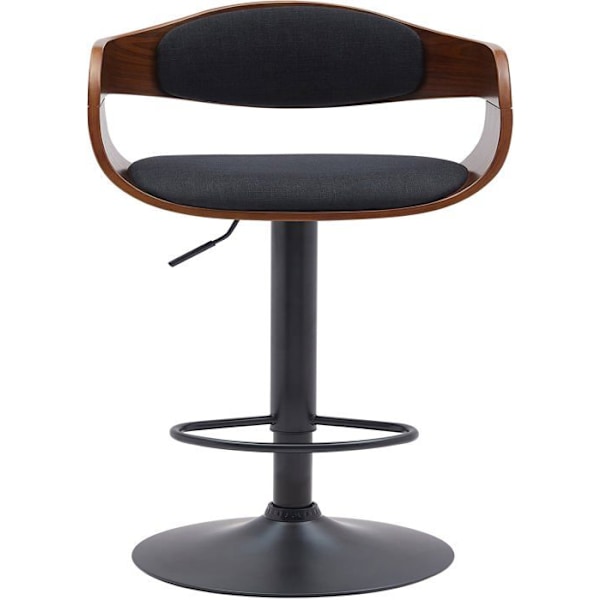 Barstol x1 skandinavisk design i svart tyg och valnötsstruktur med svarta metallben 10_0005038 kastanj