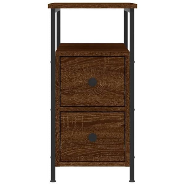 2 kpl yöpöytiä laatikoilla ja hyllyllä 30 x 60 x 60cm ruskea ingenieeripuuta ja rautaa DEC035822 kastanj
