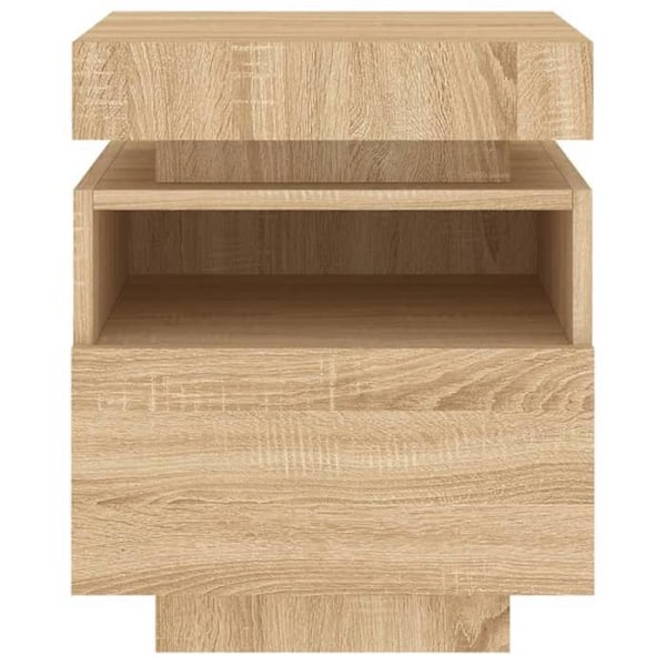 Natbord med skuffe og LED 40 x 39 x 48,5 cm i ingeniørtræ farve egetræ DEC032831 kastanj