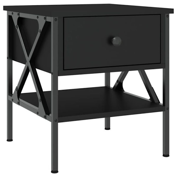 Sæt med 2 natborde med skuffe og hylde 40 x 42 x 45 cm sort ingeniørtræ DEC035584 kastanj