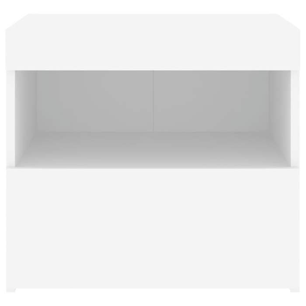 Nattebord med LED-lys og skuffe 50 x 40 x 45 cm hvidt ingeniørtræ DEC033170 Vit