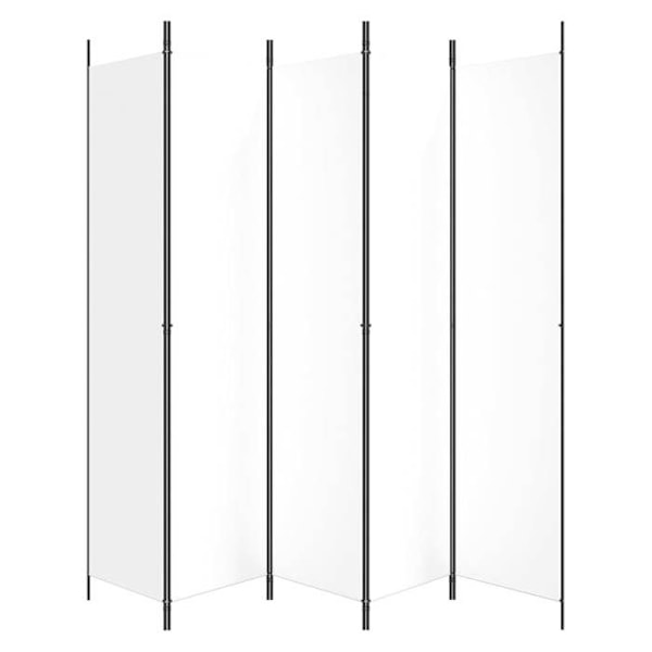 Paravent avskiljare för rum, 5 paneler, 250 x 220 cm, vit tyg och järn DEC030948 Vit