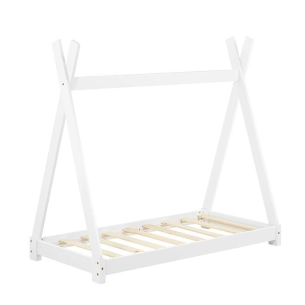 Lit tipi til børn med silkebånd i hvidt fyrretræ 70 x 140