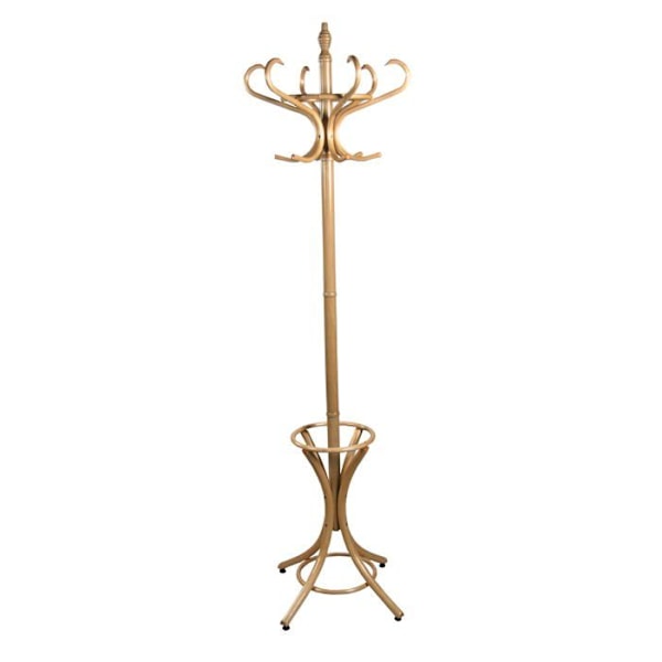Klädhängare - Décoshop26 - MED05083 - Massivt trä - 6 dubbla krokar - Inkluderar paraplyställ trä