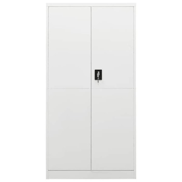 Kontor møbel opbevaringsskab med 2 døre og 4 hylder 90 x 40 x 180 cm i hvidt stål DEC024487 Vit