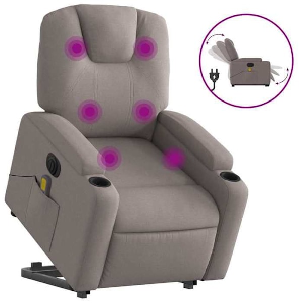Avslappningsfåtölj med massagefunktion och lutbar i taupe tyg DEC027860 Mol