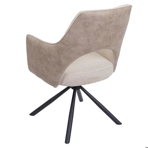 Spisestue stol, roterende stof/tekstil i creme, trebenet metalramme 04_0006329 Grädde