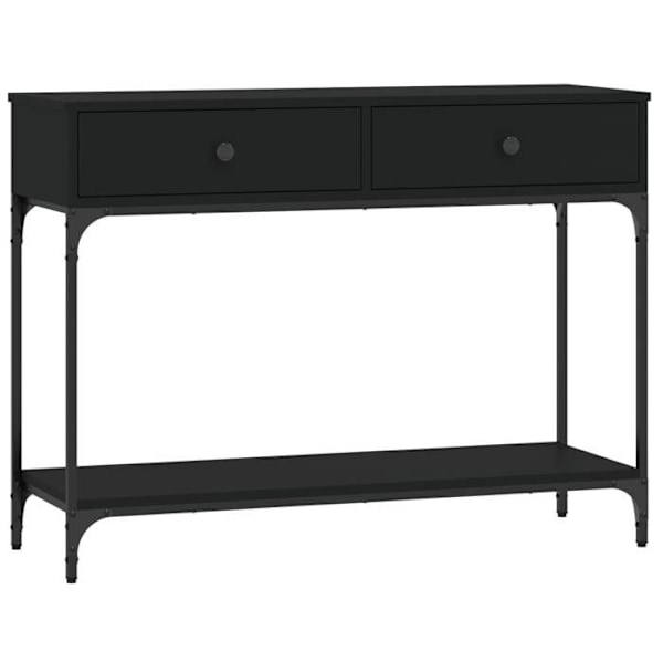 Elegant design konsolbord til entre med skuffer 100 x 34,5 x 75 cm ingeniørtræ og sort metal DEC032071 kastanj