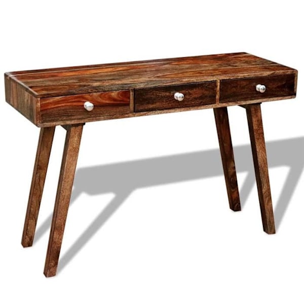 Entrémöbel konsolbord design elegant med 3 lådor 76 cm massivt trä brun DEC031624 kastanj