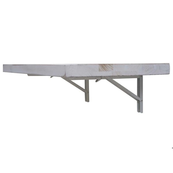 Vægmonteret køkkenbord med foldbar hylde i solidt foldbart træ 120x60cm hvidvasket 04_0005092 Vit