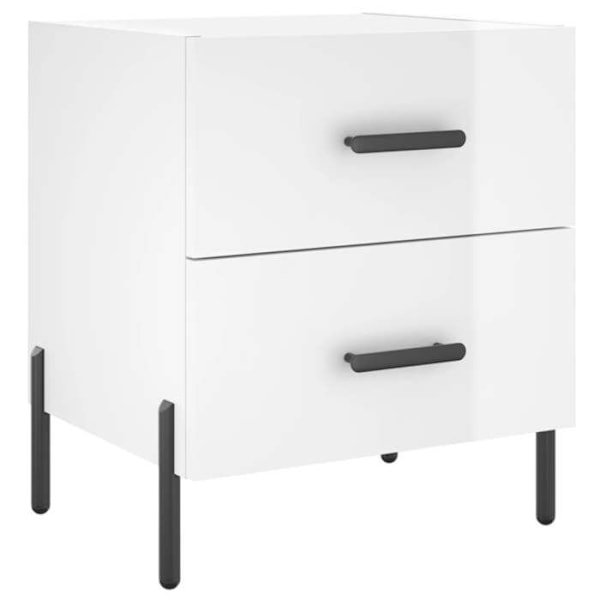 Sæt med 2 natborde med to skuffer 40 x 35 x 47,5 cm hvidt ingeniørtræ og jern DEC034989 Vit