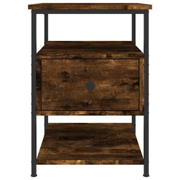 Sæt af 2 natborde med skuffe og hylde 40 x 42 x 56 cm ingeniørtræ brun og jern DEC035133 kastanj