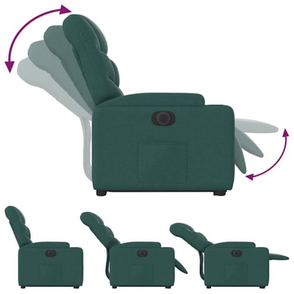 Lazy chair TV med elektrisk lyftfunktion mycket bekväm i mörkgrön tyg DEC028591 Guld
