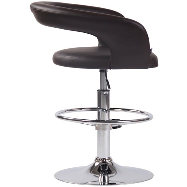 Barstol x1 modern sittplat i brun PVC, ben och fotstöd i kromat metall 10_0004992 kastanj