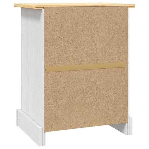 Nattelesskab med skuffe og kompartiment med dør 53 x 39 x 66 cm massiv hvid fyrretræ DEC033932 Vit