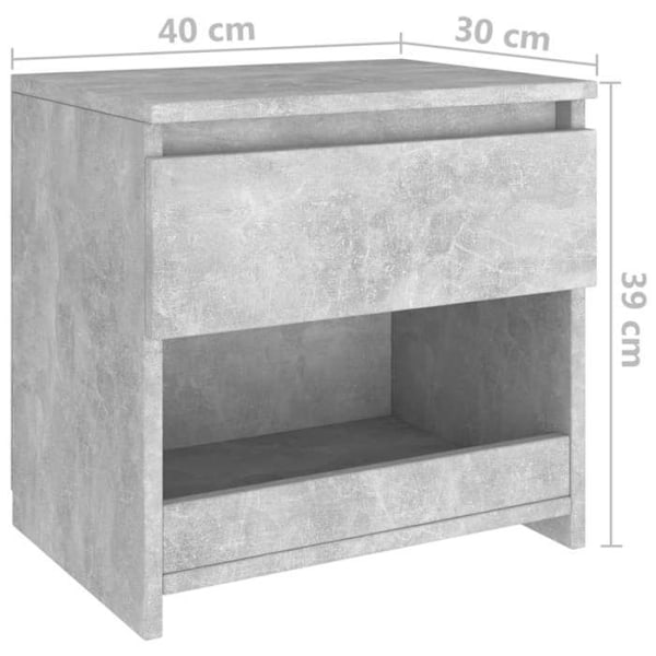 Sæt med 2 natborde med skuffe og åbent rum 40 x 30 x 39 cm grå spånplade DEC035348 Grå