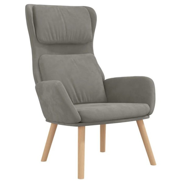 Modern design lounge chair in light grey velvet DEC026675 Grå