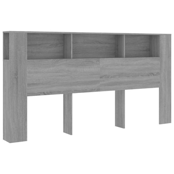 Sänggavel med förvaringsplats, sängbord, hylla 200 x 18,5 x 104,5 MDF grå