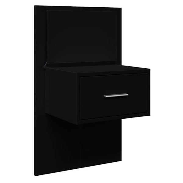 Væghængt natbord med LED-lys og skuffe 48,5 x 32,5 x 80 cm sort ingeniørt træ DEC034209 kastanj