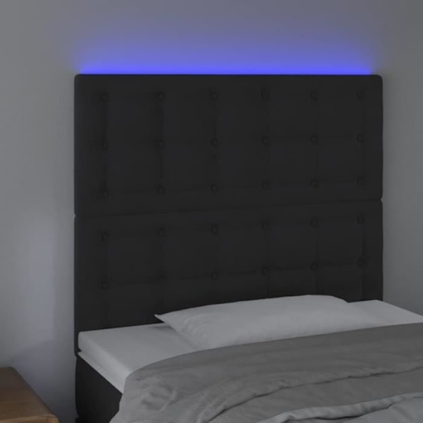 Sänggavel tillbehör sängrum möbel med LED 90 x 5 x 118/128 svart sammet